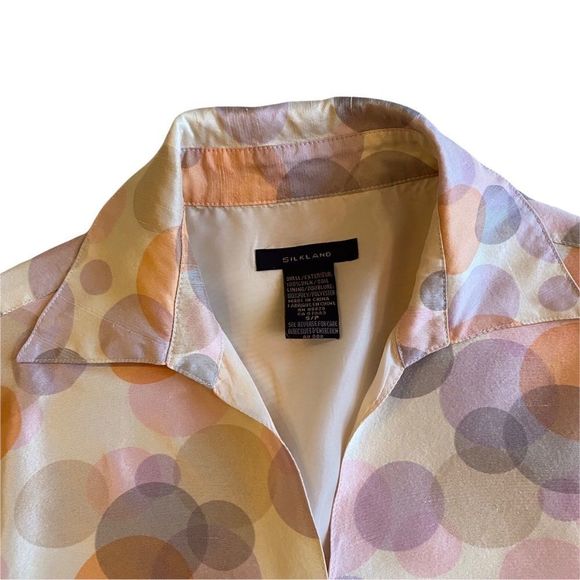 Preloved 100% silk Silkland wrap top with orange/purple bubble pattern - Picture 2 of 12